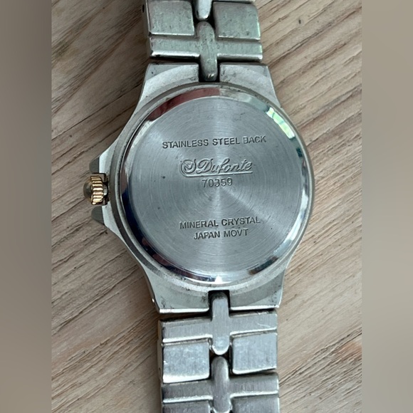 Dufonte Ladies Watch Crystal Embellishments Light Gold Dial Two Tone Bracelet - Picture 8 of 11